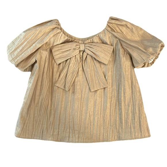 Gold Zara Blouse with Bow. Size 9 - Picture 3 of 10